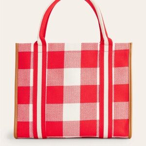 Red and White Check BODEN Tote Bag